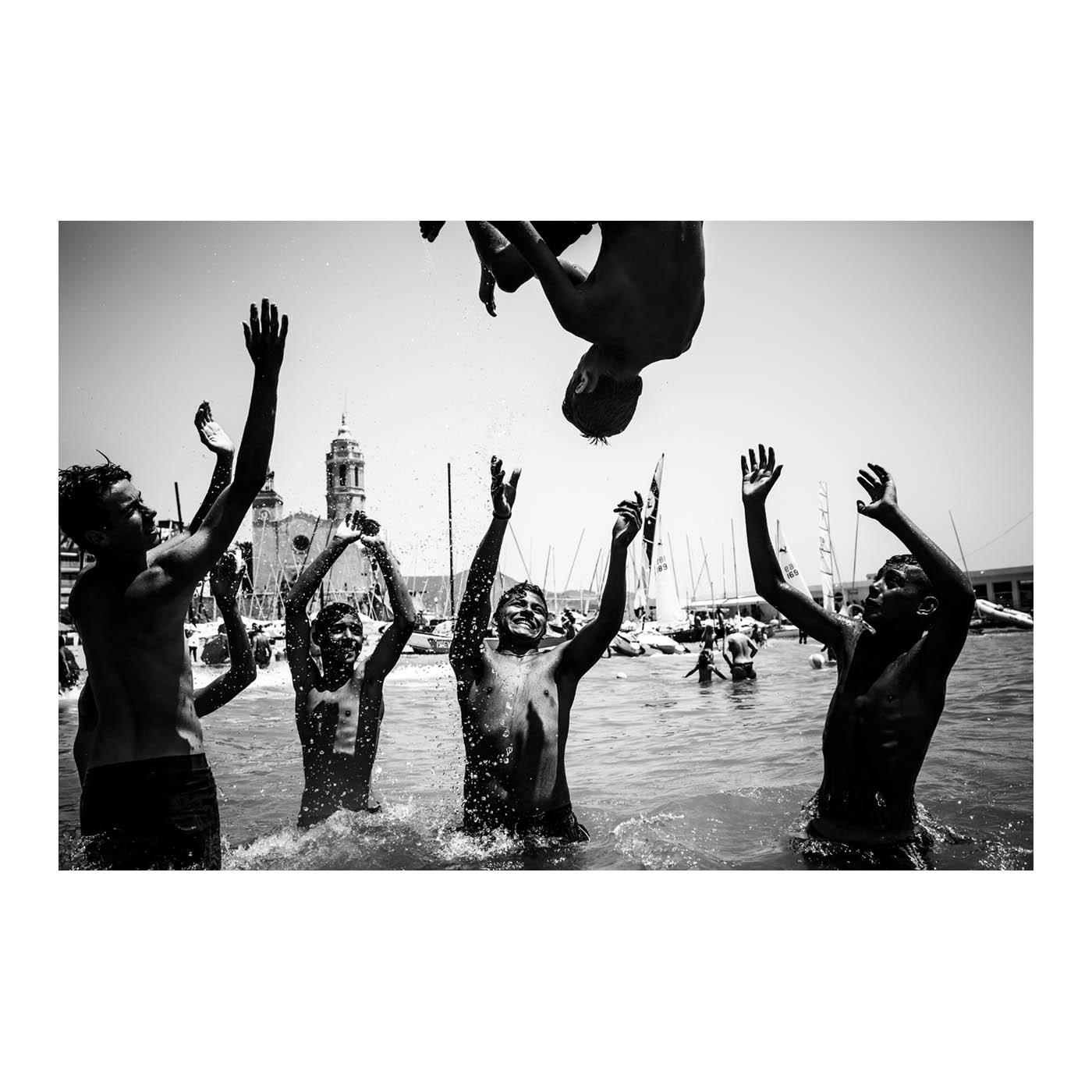 Foto en blanco y negro de Sitges playa
