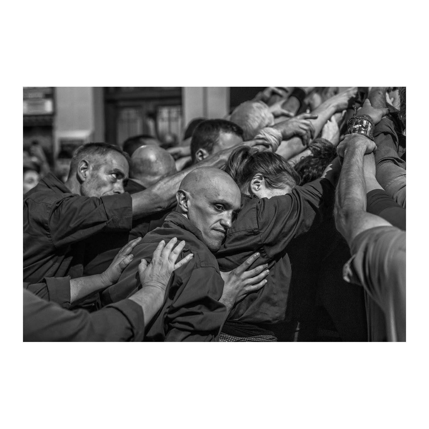 Castellers, foto en blanco y negro